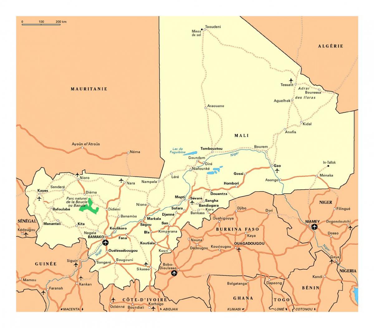 Kaart Mali linnas