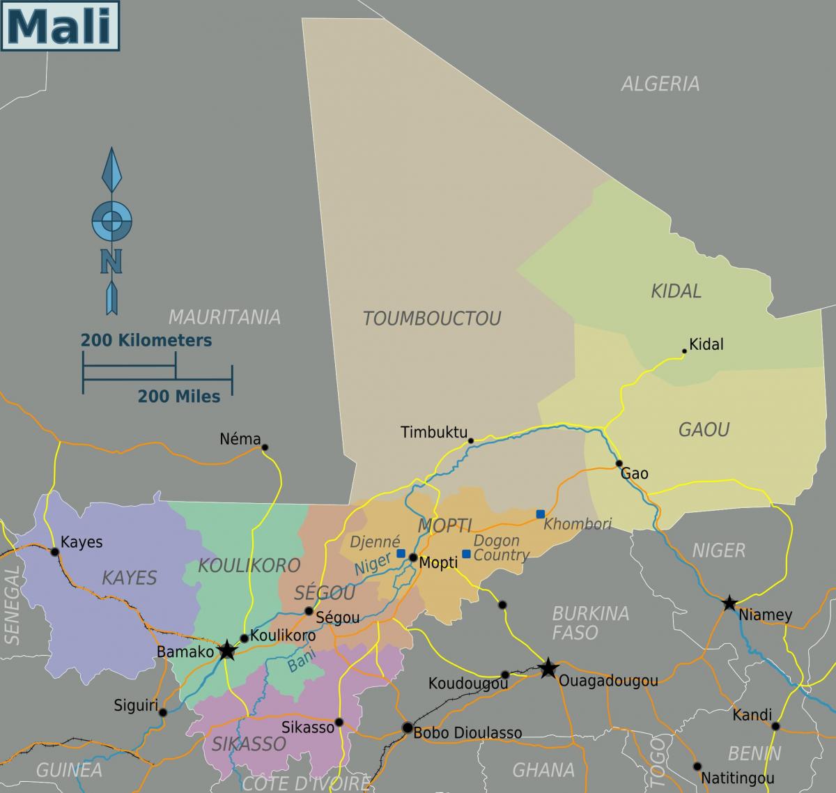 Mali geograafia kaart